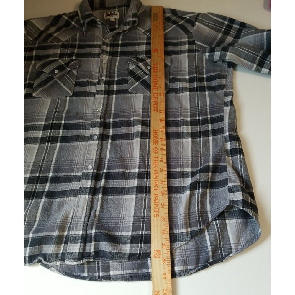 Ely Cattleman Shirt Vintage Mens XL Western Flannel Pearl Snap Long Sleeve Gray - Picture 9 of 9